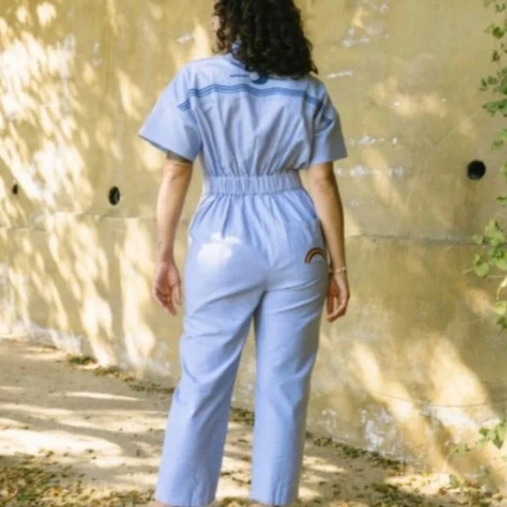 Soludos Rialto Jumpsuit Moon Ocean and Rainbow Design Size XS